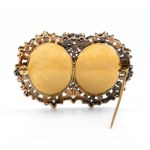 Diamond gold silver photo frame brooch