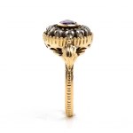 Gold and silver ring with diamonds and amethyst