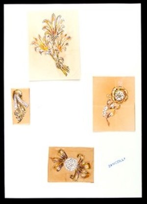 Entwurf für florale Broschen, GIULIO ZANCOLLA
