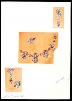 Design for drop earrings, brooches and necklace , GIULIO ZANCOLLA
