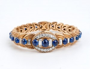 Armbanduhr Lady aus 18 Karat Gold, Diamanten und Saphiren