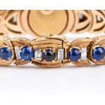 18-karatowe złoto, diamenty i szafiry - damski zegarek na rękę