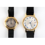 Dvoje zlaté náramkové hodinky Lady