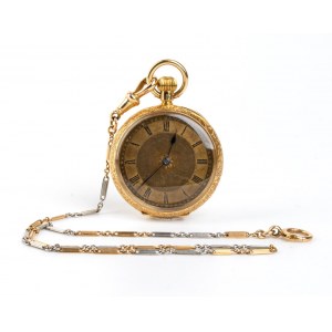 Gold pocket watch with watch chain