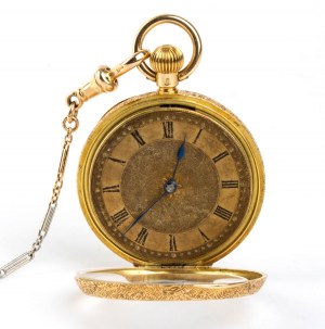 Gold pocket watch with watch chain