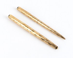 Ballpoint and gold fountain pen