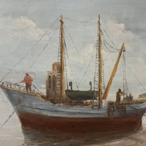 SANNINO, Marina con barca a Torre del Greco - Sannino (1967)