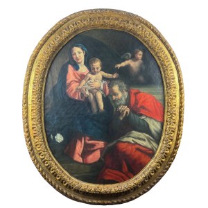 ANONIMO, Heilige Familie mit einem Cherub
