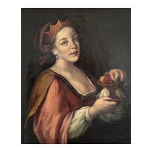 ANONIMO, Frau mit einem Korb voller Früchte