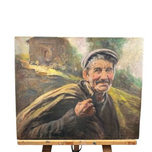 ANONIMO, Ritratto di persona anziana con un sacco