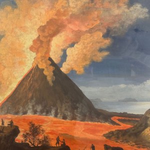 ANONIMO, Vista ravvicinata dell'eruzione del Vesuvio.