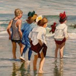 FIRMA NON IDENTIFICATA, Bambini che giocano in riva al mare