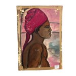 A. PANNOCCHIA, Ritratto di donna africana dipinto a olio su cartone - A. Pannocchia