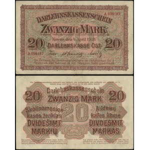 Pologne, 20 marks, 4.04.1918, Kaunas