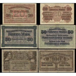 Pologne, set : 20 marks, 50 marks et 100 marks, 4.04.1918, Kaunas