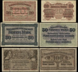 Polska, zestaw: 20 marek, 50 marek i 100 marek, 4.04.1918, Kowno