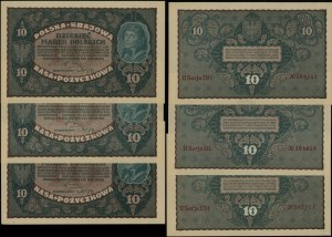 Polsko, sada: 3 x 10 polských marek, 23.08.1919