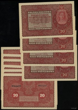 Pologne, set : 10 x 20 marks polonais, 23.08.1919