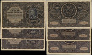 Polska, zestaw: 3 x 1.000 marek polskich, 23.08.1919