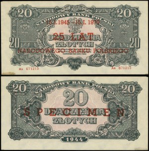 Pologne, 20 zloty, 1944