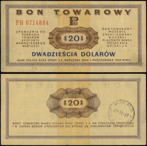Pologne, bon de 20 dollars, 1.10.1969
