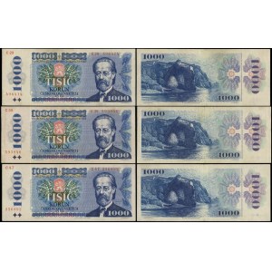 Czechosłowacja, zestaw: 3 x 1.000 koron, 1985