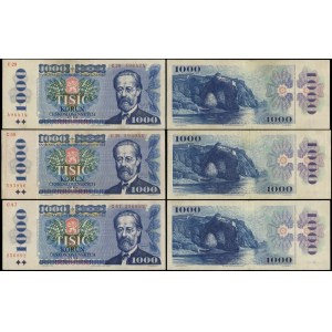Cecoslovacchia, set: 3 x 1.000 corone, 1985