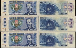 Czechosłowacja, zestaw: 3 x 1.000 koron, 1985