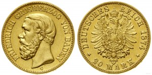 Deutschland, 20 Mark, 1874 G, Karlsruhe