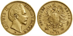 Nemecko, 20 mariek, 1872 D, Mníchov