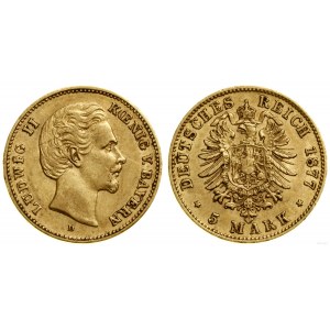 Germania, 5 marchi, 1877 D, Monaco di Baviera