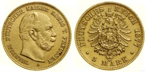 Allemagne, 5 marks, 1877 A, Berlin