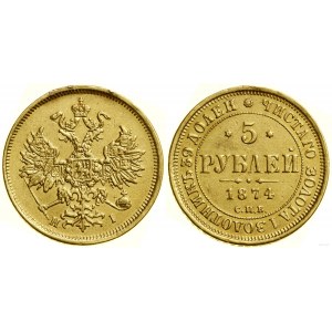 Russia, 5 rubli, 1874 СПБ НI, San Pietroburgo
