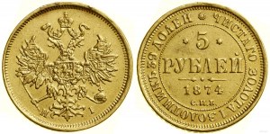 Rusko, 5 rubľov, 1874 СПБ НI, Petrohrad