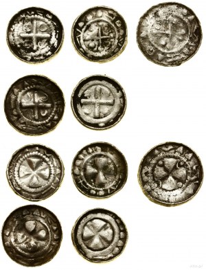 Německo, sada 5 x denár s křížem, 10./11. století.