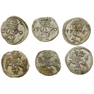 Pologne, ensemble de 3 dwudenars, 1567, 1570, Vilnius