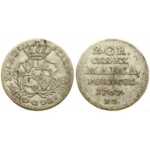 Pologne, demi zloty (2 grosze), 1767 FS, Varsovie