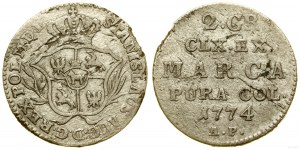 Polonia, mezzo zloty (2 grosze), 1774 AP, Varsavia