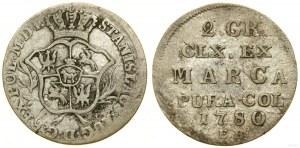 Pologne, demi zloty (2 grosze), 1780 EB, Varsovie