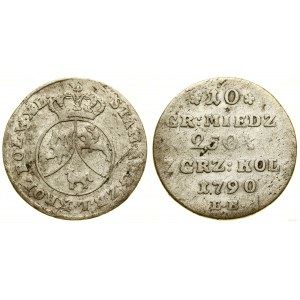 Pologne, 10 pennies en cuivre, 1790 EB, Varsovie