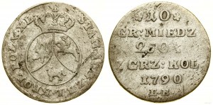 Pologne, 10 pennies en cuivre, 1790 EB, Varsovie