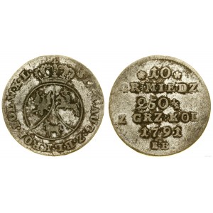 Pologne, 10 cuivre grosze, 1791 EB, Varsovie