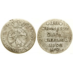 Pologne, 10 pennies en cuivre, 1792 MW, Varsovie