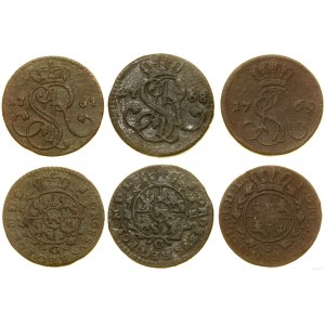 Poland, set of 3 copper pennies, 1767, 1768, 1769, Cracow, Warsaw