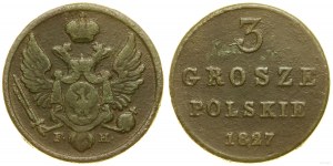 Polen, 3 polnische Grosze, 1827 FH, Warschau