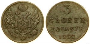 Polsko, 3 polské groše, 1832 KG, Varšava