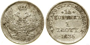 Poland, 15 kopecks = 1 zloty, 1835 MW, Warsaw