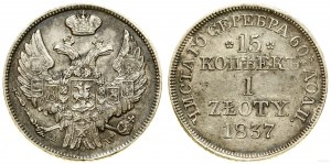 Polonia, 15 copechi = 1 zloty, 1837 MW, Varsavia