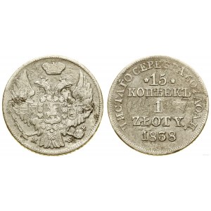 Polska, 15 kopiejek = 1 złoty, 1838 MW, Warszawa