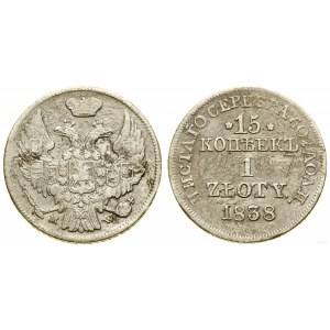 Pologne, 15 kopecks = 1 zloty, 1838 MW, Varsovie